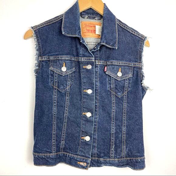 Levi’s | Dark Denim Vest Button Down Small - Picture 1 of 6